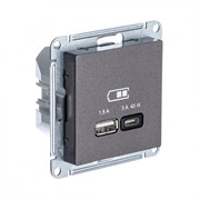 Мокко USB Розетка A + тип-C 45W высокоскор.заряд. QC, PD, мех. Systeme Electric AtlasDesign ATN000629