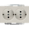 Розетка двойная с заземлением (слоновая кость) W1172003 - фото 16790
